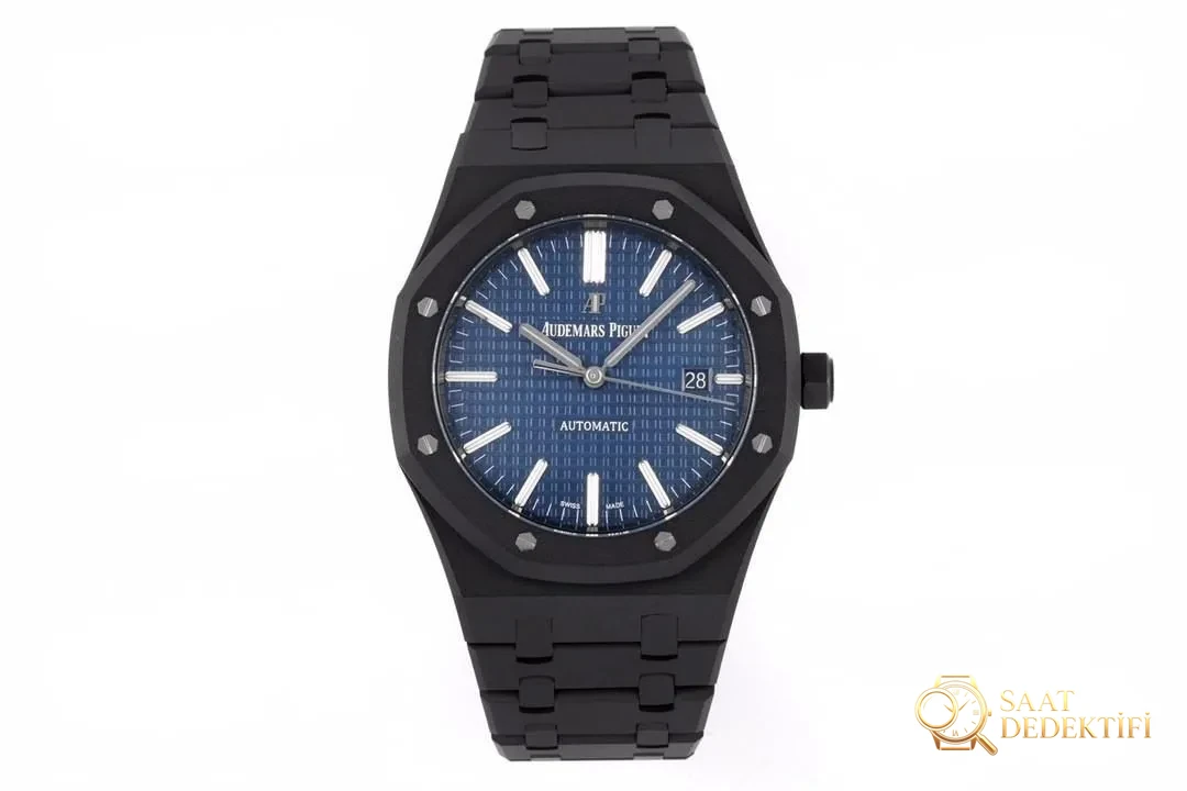 ZF Factory Audemars Piguet 15400 Royal Oak DLC Altın-Çelik Karbon Siyahı Kaplama Saat - Yan Profil ve Kordon Bağlantısı