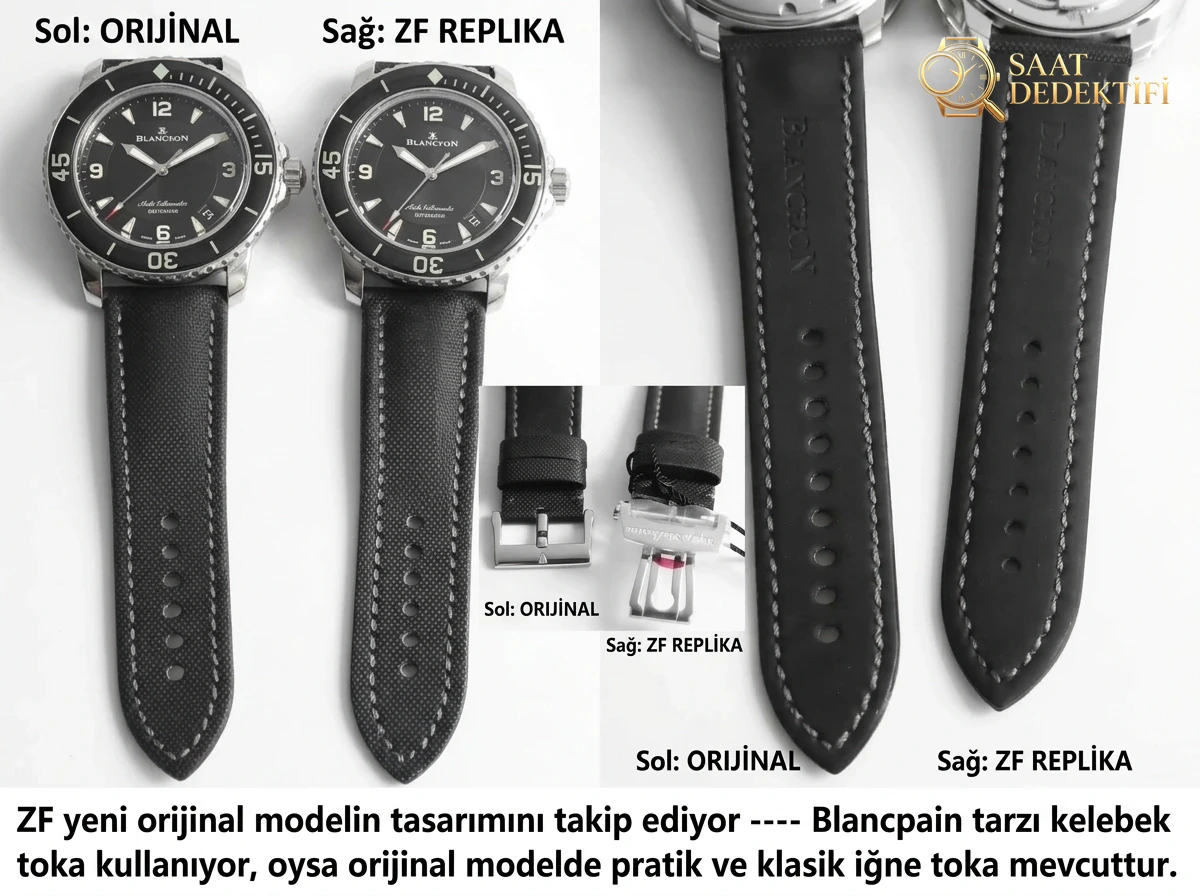 ZF Factory Blancpain Fifty Fathoms saatin orijinaliyle karşılaştırmalı detaylı incelemesi - Fosfor ve Super-LumiNova Gece Görünümü
