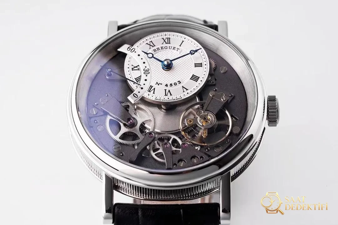 ZF Factory Breguet Tradition Serisi Retrograd Saniye Replika Saat, Gri Kadran - Arka Kapak ve Mekanizma Detayı