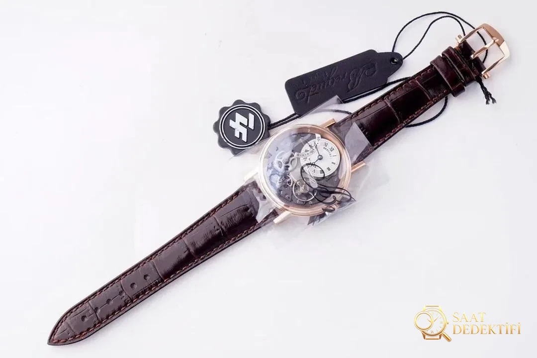 ZF Factory Breguet Tradition serisi retrograd saniyeli replika kol saati, rose gold - Mekanizma Zemberek ve Balans Detayı