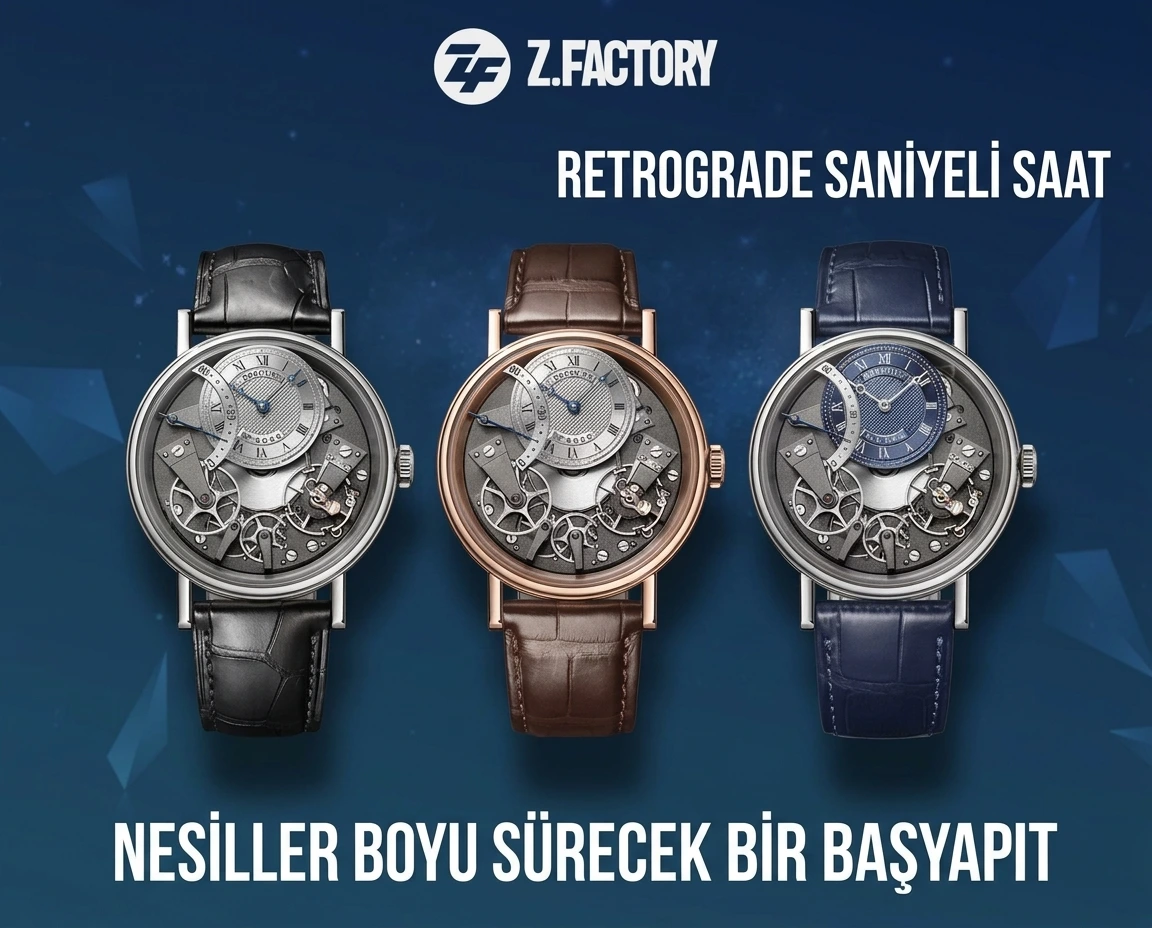 ZF Factory Breguet Tradition serisi retrograde saniyeli replika saat, mavi kadran - Kadran Detayı ve Bezel İşçiliği