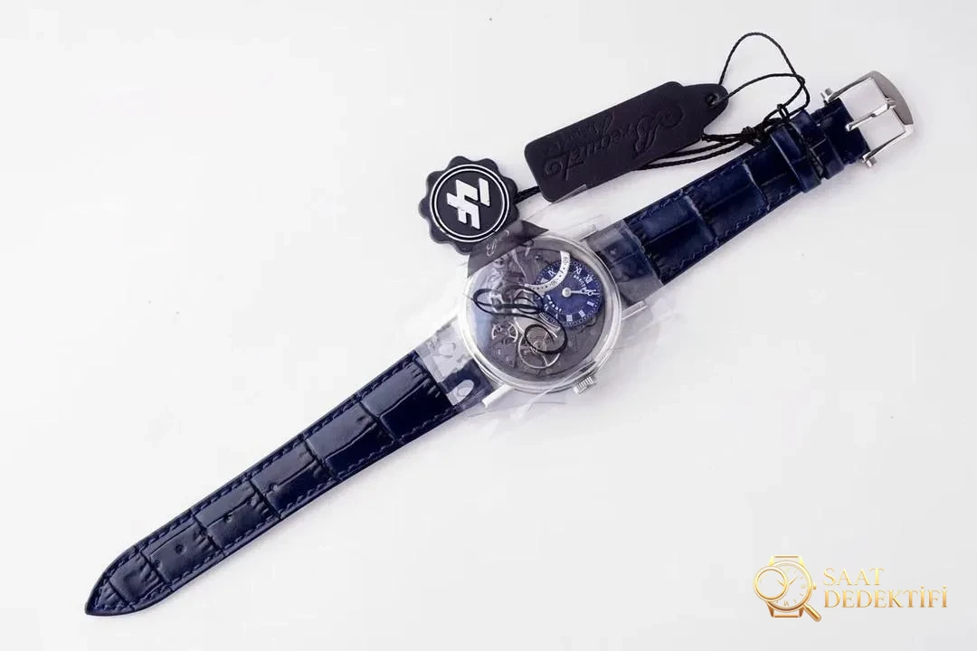 ZF Factory Breguet Tradition serisi retrograde saniyeli replika saat, mavi kadran - Mekanizma Zemberek ve Balans Detayı