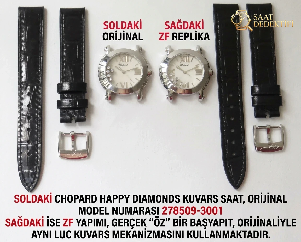 ZF Factory Chopard Happy Diamonds 278509 Kuvars Kadın Saati Replikası Nasıl? - Kadran Detayı ve Bezel İşçiliği