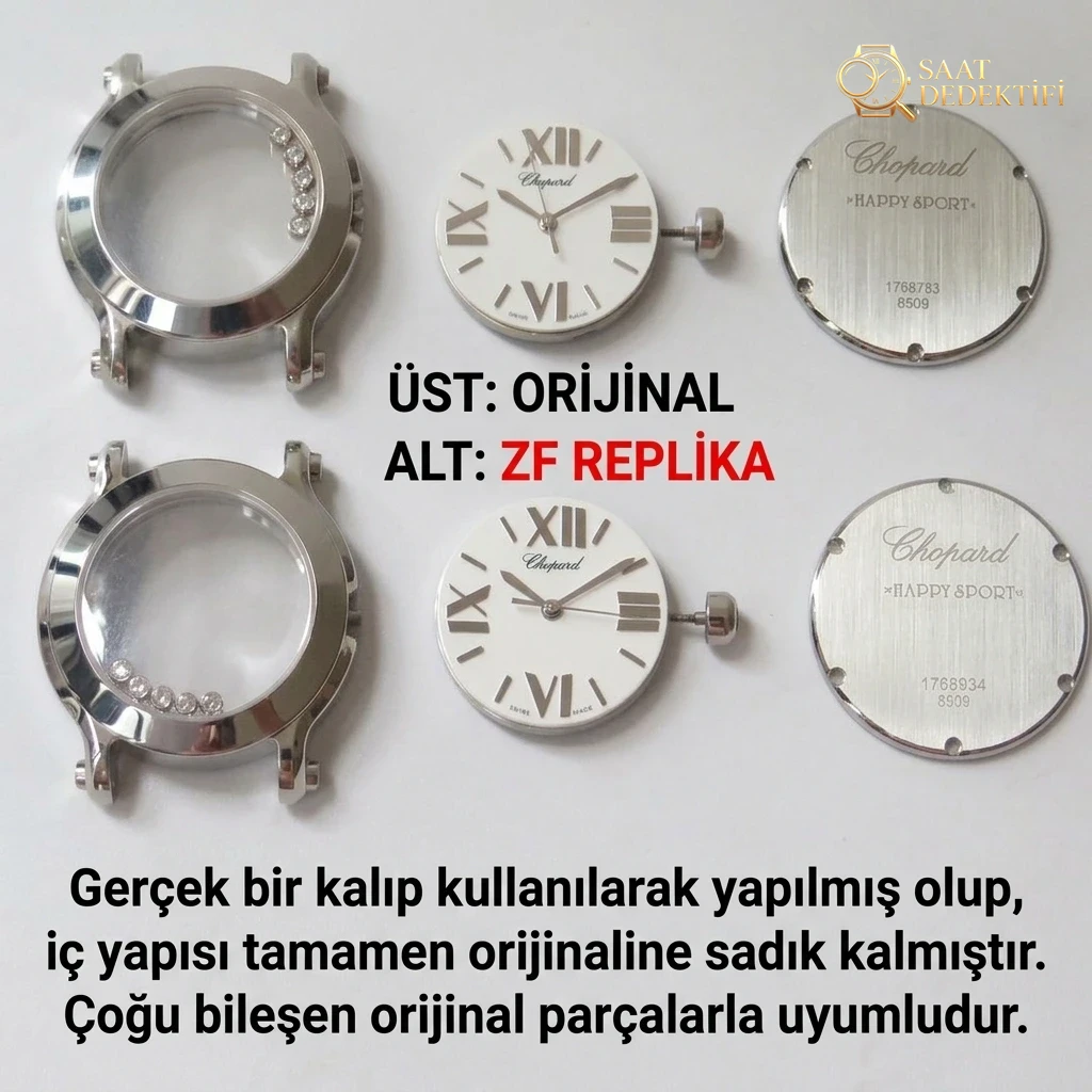 ZF Factory Chopard Happy Diamonds 278509 Kuvars Kadın Saati Replikası Nasıl? - Makro Kadran ve İndeks İşçiliği