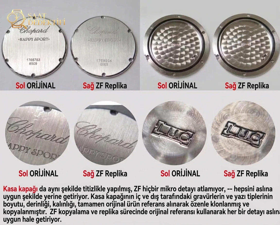 ZF Factory Chopard Happy Diamonds 278509 Kuvars Kadın Saati Replikası Nasıl? - Klips Kilidi ve Lazer Damgalar