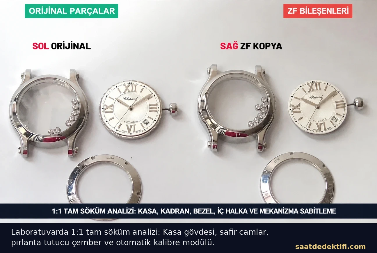 Chopard Happy Sport super clone tam söküm parça bileşen analizi