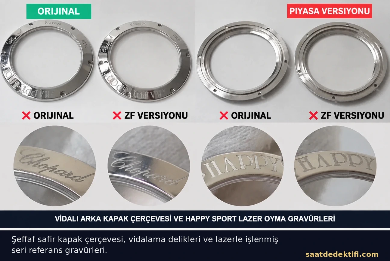 Arka kapak çemberi ve Happy Sport gravür karşılaştırması