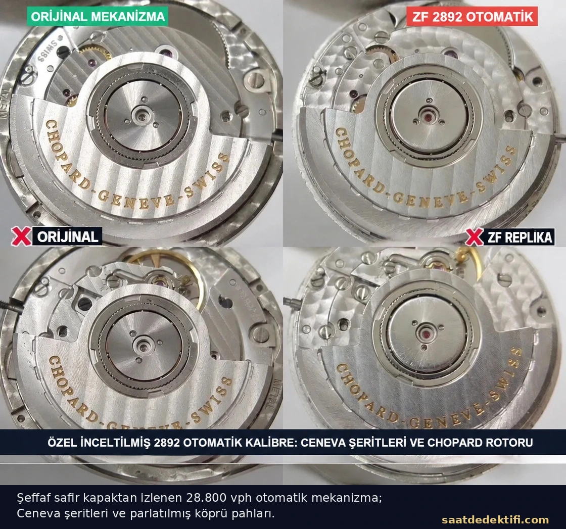 Seagull 2892 otomatik mekanizma rotor ve köprü finisajı karşılaştırması