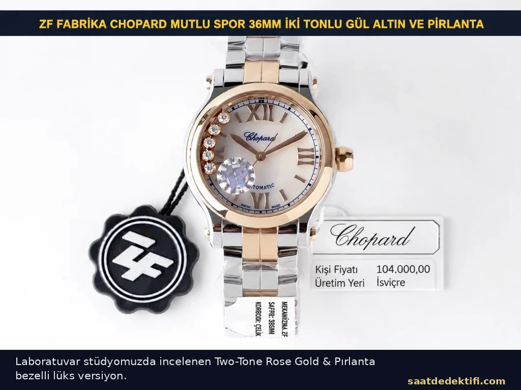 ZF Factory Chopard Happy Sport Two-Tone rose gold stüdyo detayı