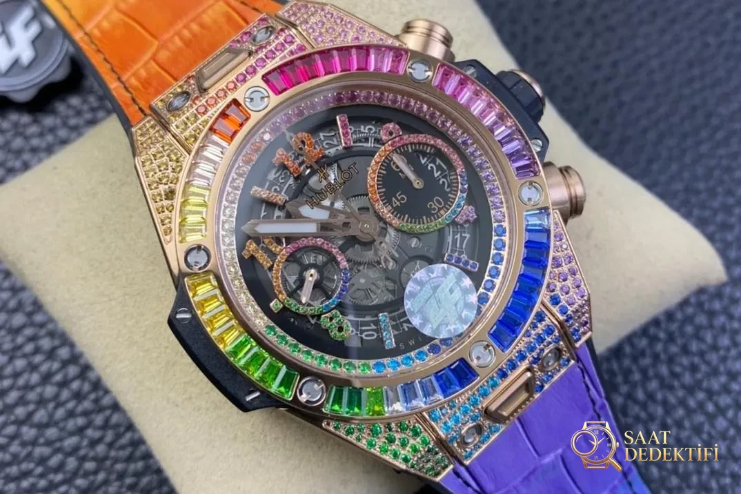 ZF Factory Hublot BIG BANG Unico Gökkuşağı Sürümü Big Bang Kol Saati İncelemesi - Kasa Profili ve Kurma Kolu İncelemesi