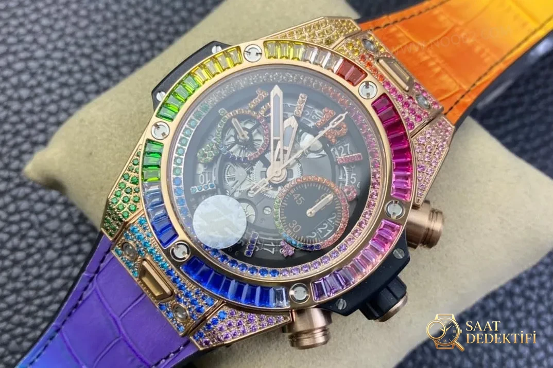 ZF Factory Hublot BIG BANG Unico Gökkuşağı Sürümü Big Bang Kol Saati İncelemesi - Arka Kapak ve Mekanizma Detayı