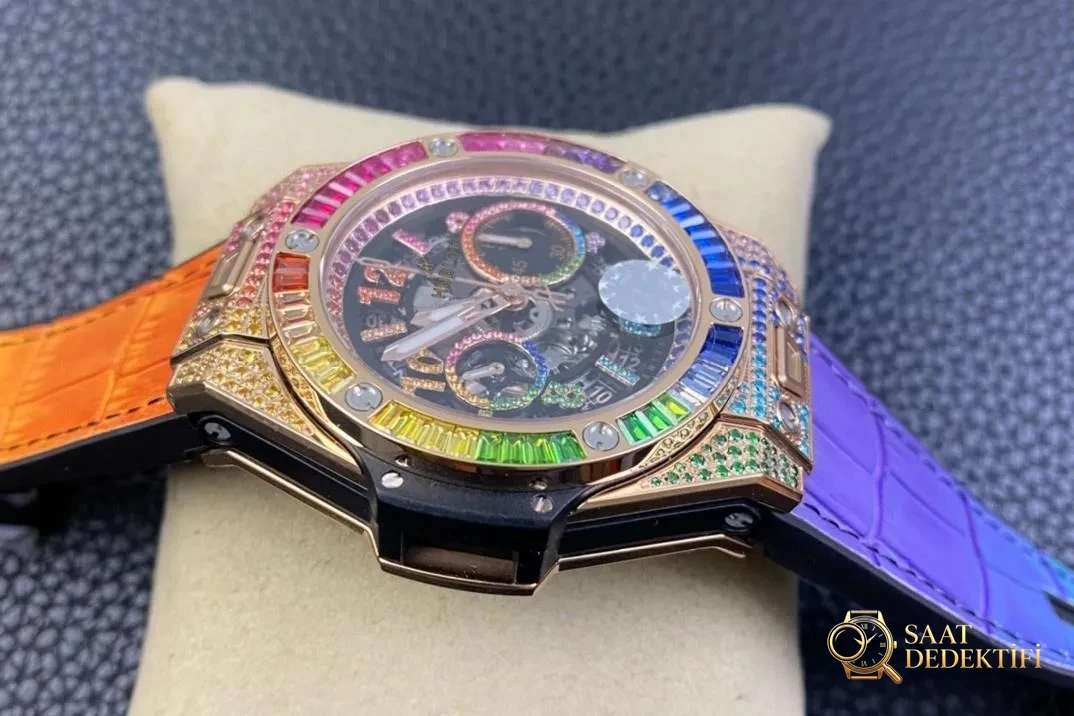 ZF Factory Hublot BIG BANG Unico Gökkuşağı Sürümü Big Bang Kol Saati İncelemesi - Bilezik, Toka ve Klips Mekanizması