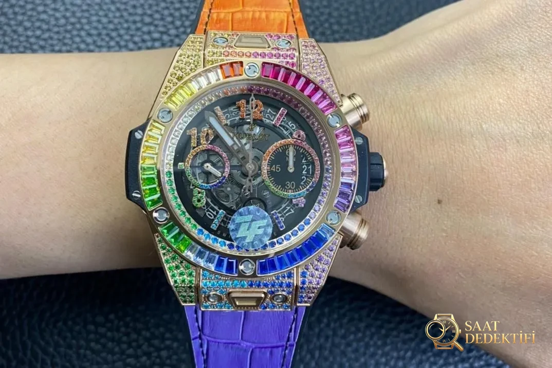 ZF Factory Hublot BIG BANG Unico Gökkuşağı Sürümü Big Bang Kol Saati İncelemesi - Mekanizma Zemberek ve Balans Detayı