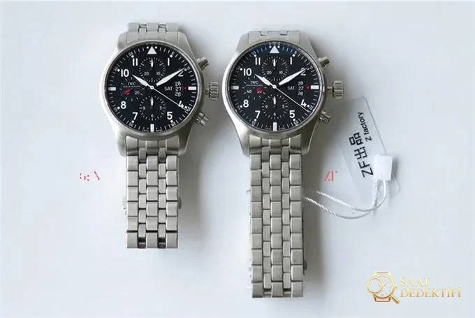 ZF Factory IWC Pilot serisi IW377704 Le Petit Prince özel versiyon kronograf replika saat gerçek-replika karşılaştırması ve orijinal incelemesi - Kadran Detayı ve Bezel İşçiliği