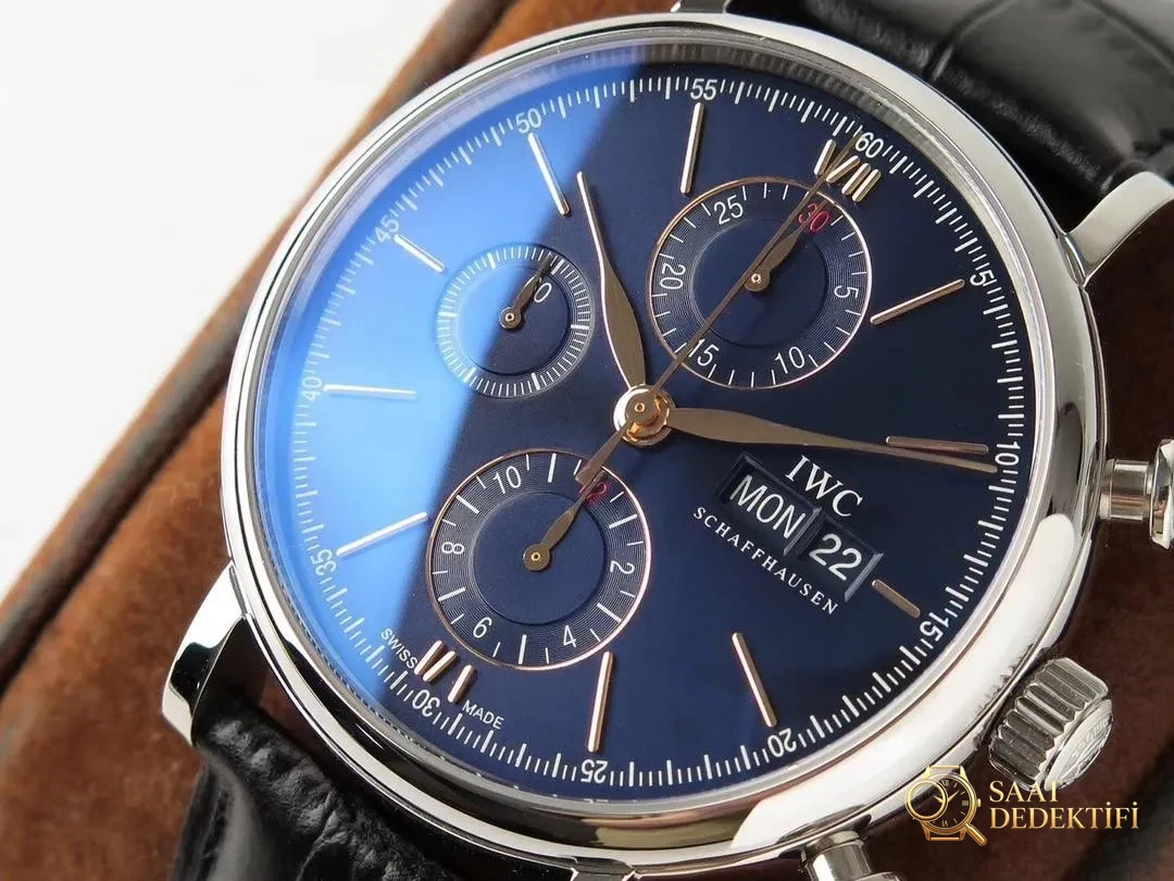 ZF Factory IWC Portofino Kronograf Mavi Kadran Altın Akrep-Yelkovan İncelemesi - Arka Kapak ve Mekanizma Detayı