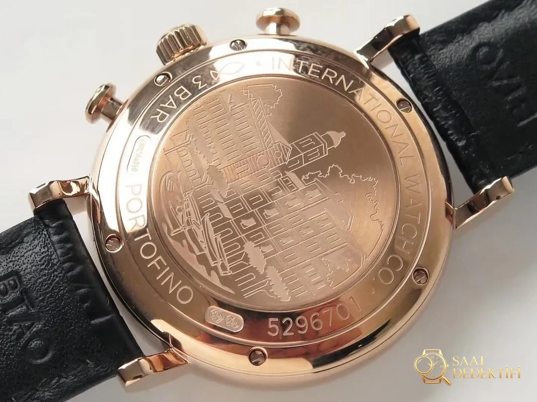 ZF Factory IWC Portofino Kronograf, roze altın kasa mavi kadran incelemesi - Fosfor ve Super-LumiNova Gece Görünümü
