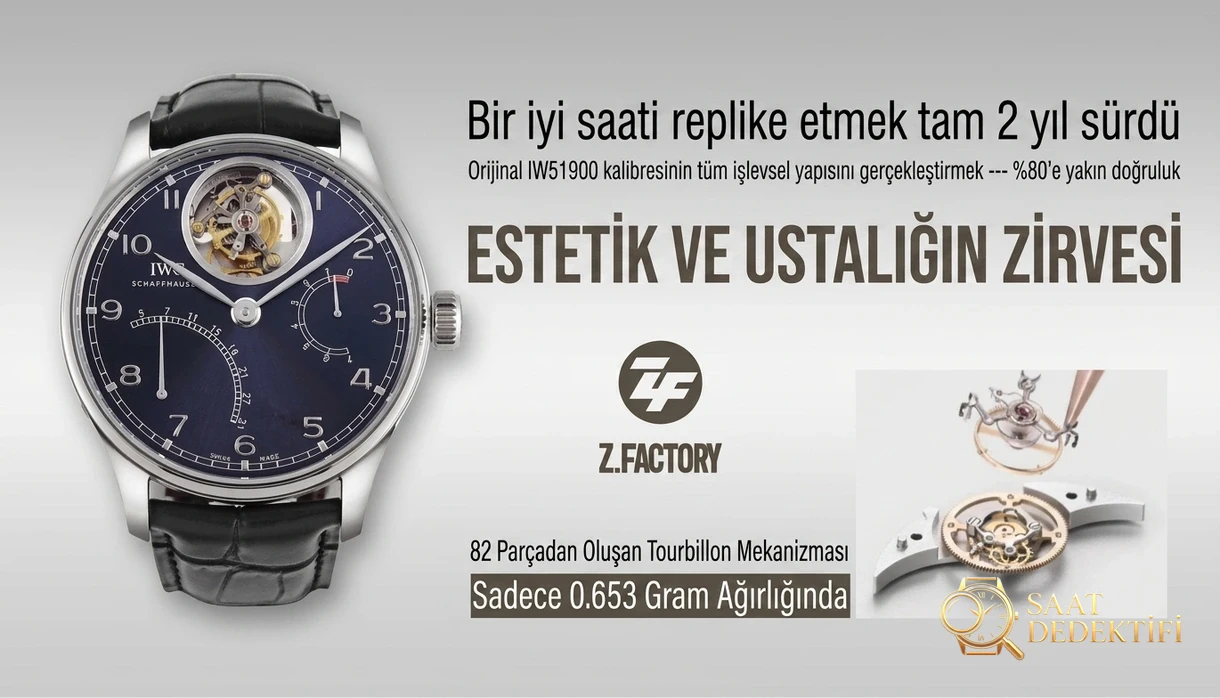 ZF Factory IWC Portugieser 12 Pozisyon Tourbillon Flyback Takvim Gerçek Güç Rezervi Göstergesi 44 mm Replika Saat İncelemesi - Klips Kilidi ve Lazer Damgalar