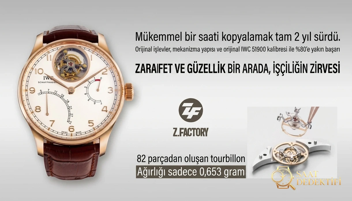 ZF Factory IWC Portugieser 12 Pozisyon Tourbillon Flyback Takvim Gerçek Güç Rezervi Göstergesi 44 mm Replika Saat İncelemesi - Fosfor ve Super-LumiNova Gece Görünümü