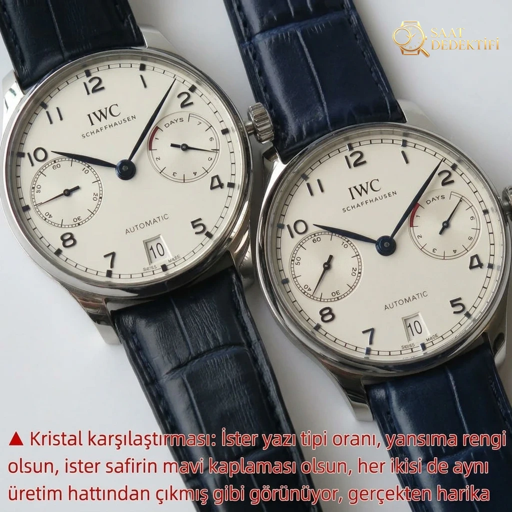 ZF Factory IWC Portugieser Serisi Portugieser 7 Gün IW500107 V5 Versiyonu ile Orijinal Karşılaştırması - Kasa Profili ve Kurma Kolu İncelemesi
