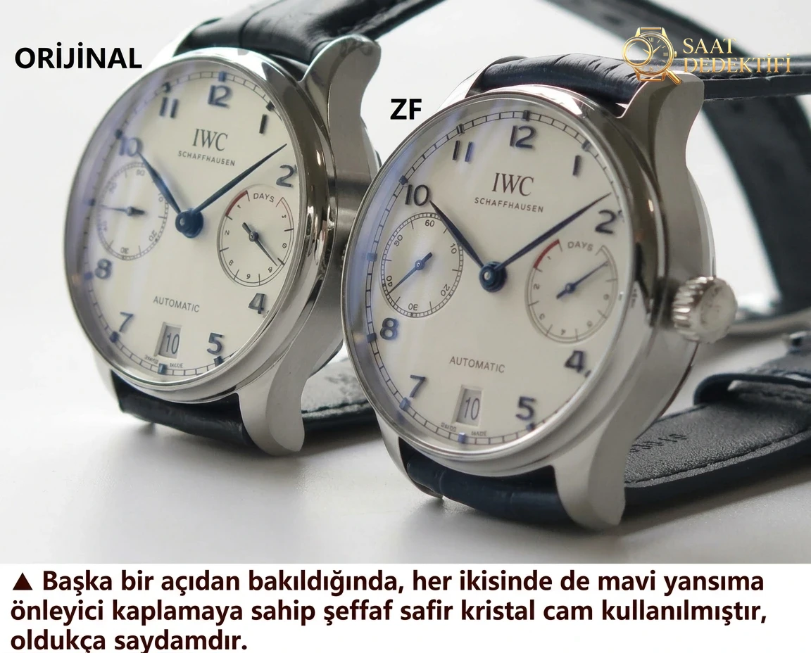 ZF Factory IWC Portugieser Serisi Portugieser 7 Gün IW500107 V5 Versiyonu ile Orijinal Karşılaştırması - Arka Kapak ve Mekanizma Detayı