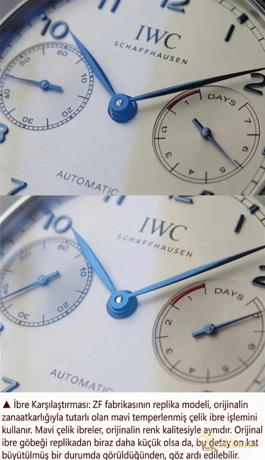 ZF Factory IWC Portugieser Serisi Portugieser 7 Gün IW500107 V5 Versiyonu ile Orijinal Karşılaştırması - Kasa Çeliği ve Polisaj Kalitesi