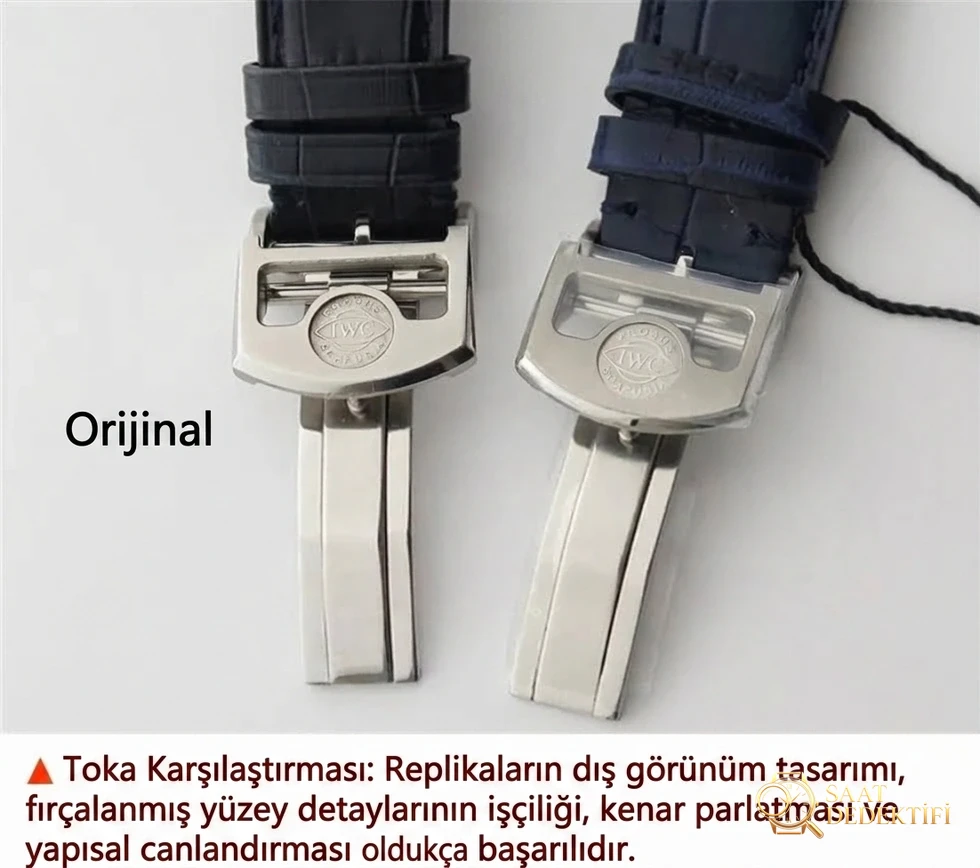 ZF Factory IWC Portugieser Serisi Portugieser 7 Gün IW500107 V5 Versiyonu ile Orijinal Karşılaştırması - Kordon Dokusu ve Dikiş Detayları