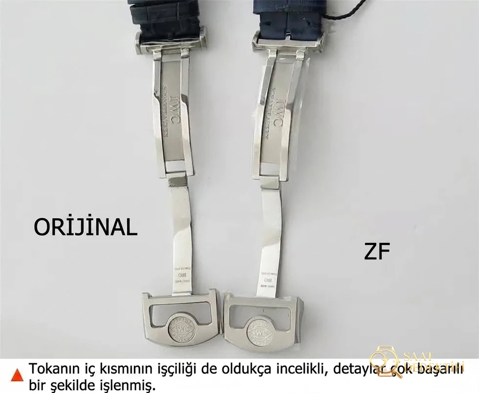 ZF Factory IWC Portugieser Serisi Portugieser 7 Gün IW500107 V5 Versiyonu ile Orijinal Karşılaştırması - Arka Kapak Gravür ve Seri Numarası