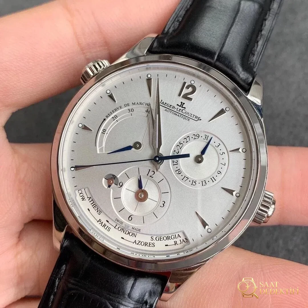 ZF Factory Jaeger-LeCoultre Master Serisi Q1428421 Geographic replika saat incelemesi - Kasa Çeliği ve Polisaj Kalitesi