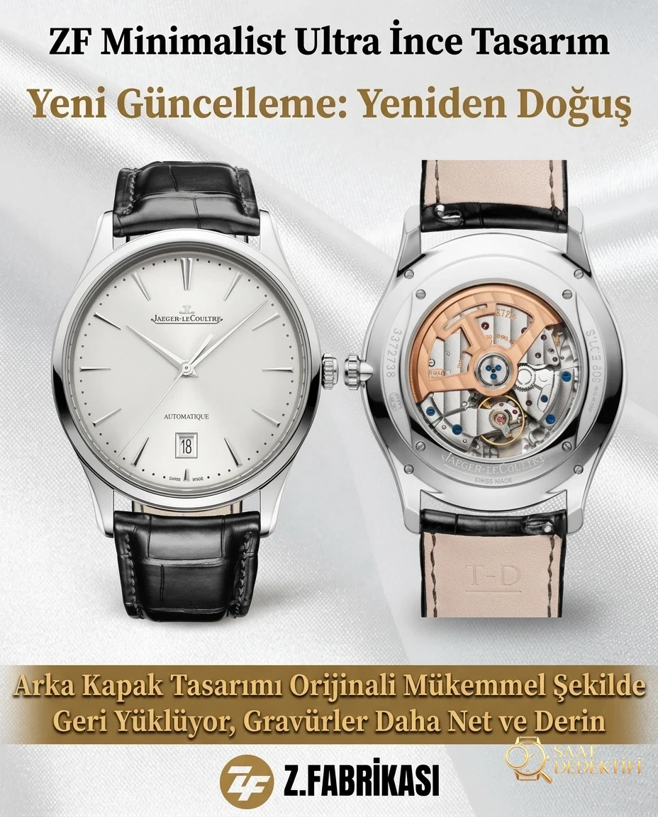 ZF Factory Jaeger-LeCoultre Master Ultra Thin 1288420 V3 versiyonunda hangi noktalar geliştirildi? - Arka Kapak ve Mekanizma Detayı