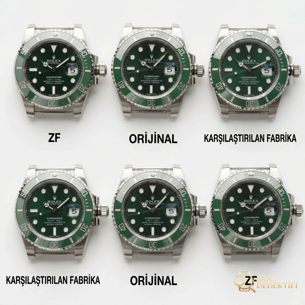 ZF Factory Rolex Yeşil Su Hayaletinin orijinal ve piyasadaki versiyonlarla karşılaştırması - Bilezik, Toka ve Klips Mekanizması