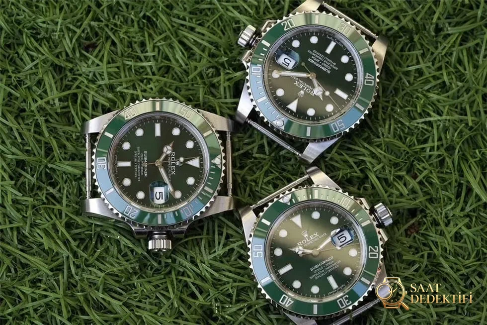 ZF Factory Rolex Yeşil Su Hayaletinin orijinal ve piyasadaki versiyonlarla karşılaştırması - Klips Kilidi ve Lazer Damgalar