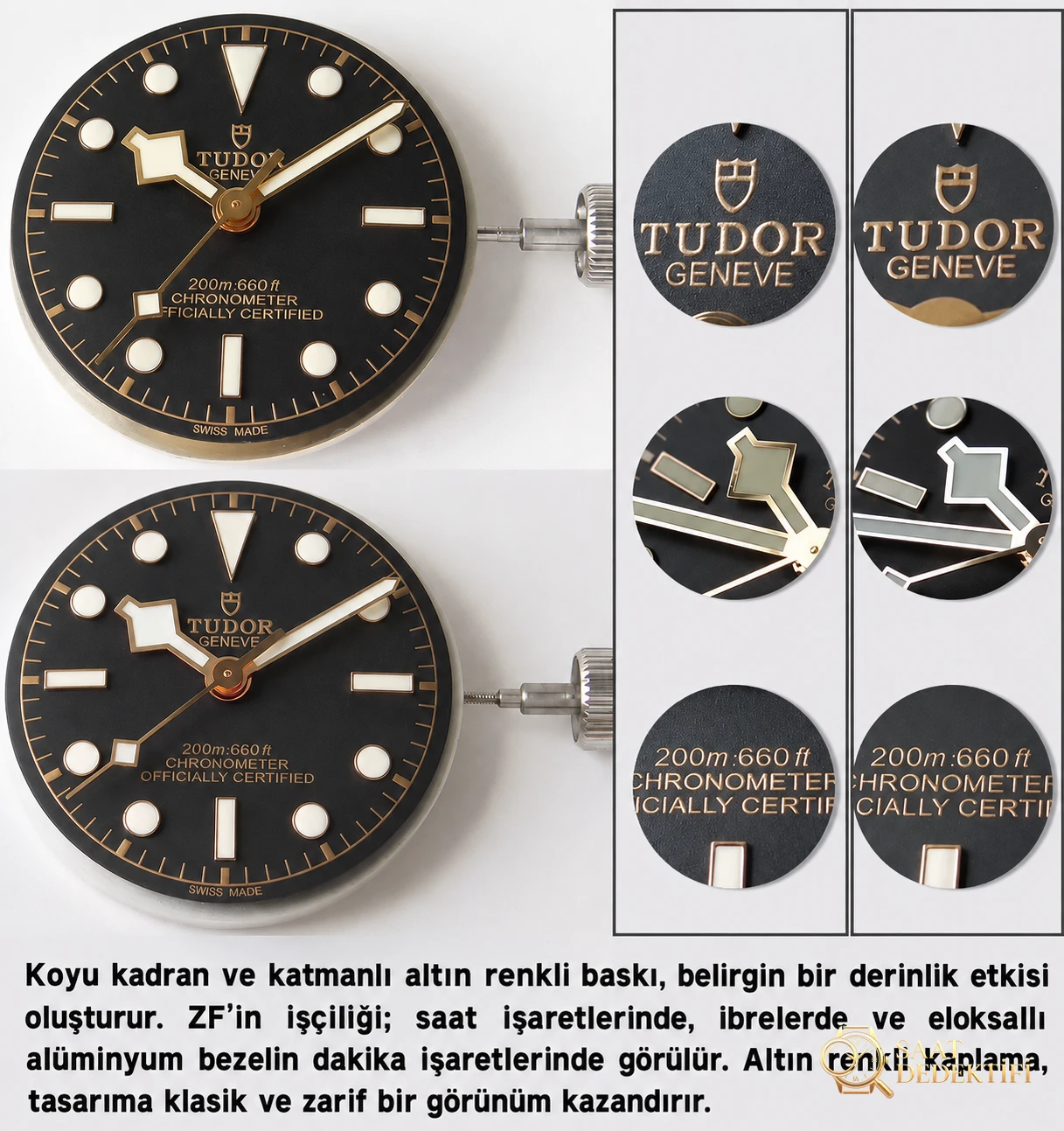 ZF Factory Tudor Black Bay 1958 Küçük Siyah Kalkan M79030 Vintage Saat 39 MM Orijinal Karşılaştırmalı İnceleme - Makro Kadran ve İndeks İşçiliği