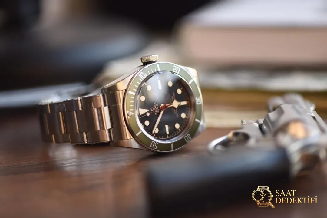 ZF Factory Tudor Black Bay küçük yeşil çiçek/yeşil su hayaleti dalış vintage yeşil bezel özel versiyon replika saat incelemesi - Klips Kilidi ve Lazer Damgalar