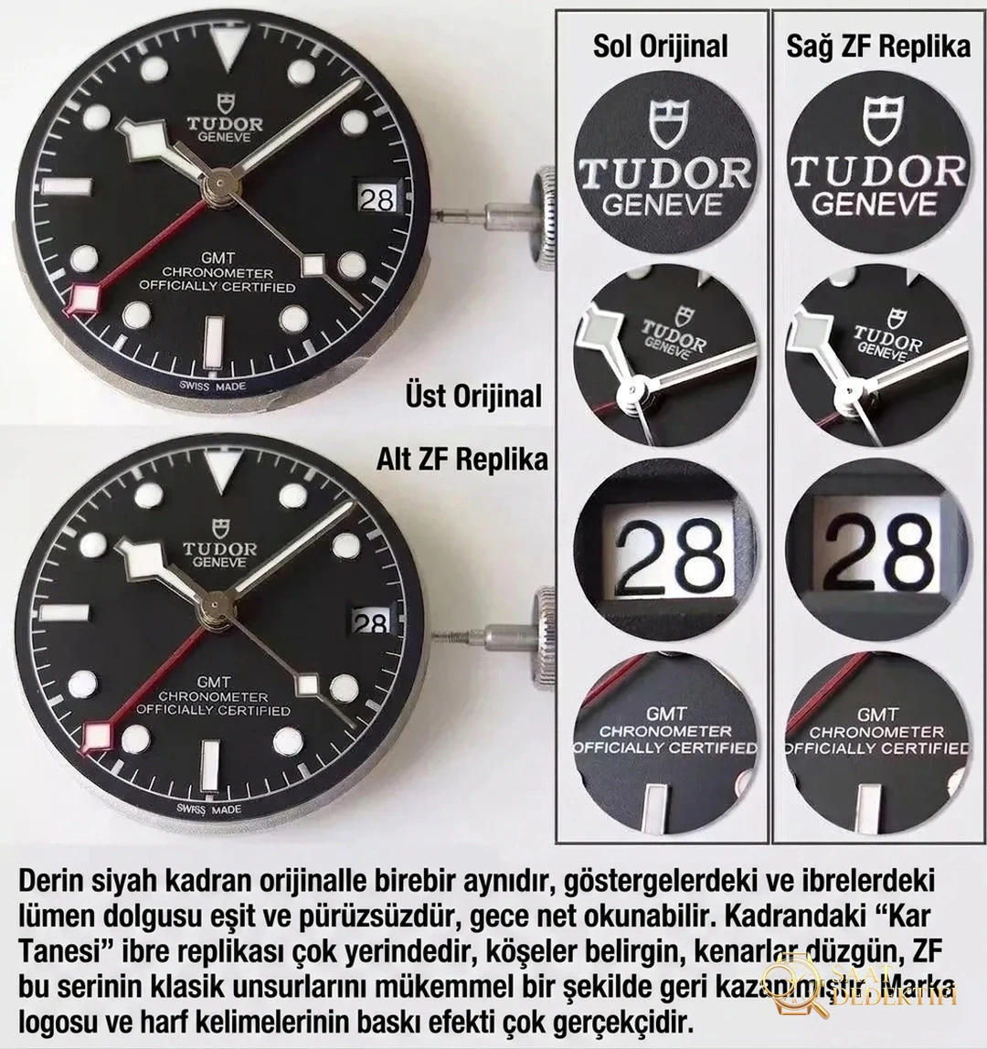 ZF Factory Tudor Black Bay M79830RB-0001 GMT Kırmızı-Mavi Bezelli Replika Saat Gerçek-Replika Karşılaştırması İncelemesi - Klips Kilidi ve Lazer Damgalar