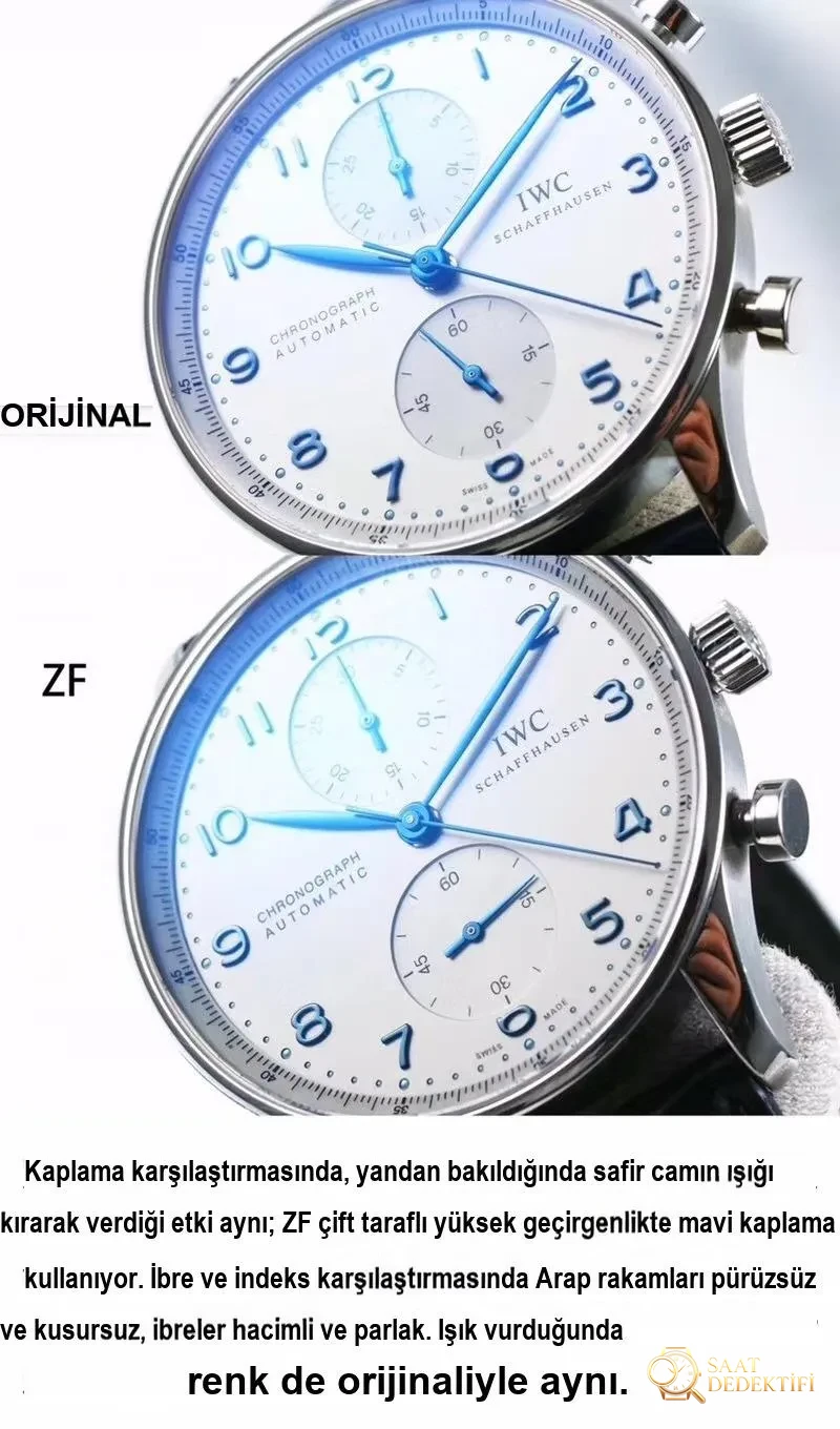 zf IWC Portugieser Chronograph v2 en yeni sürümü artık ilk bakışta sahte durmuyor - Arka Kapak ve Mekanizma Detayı