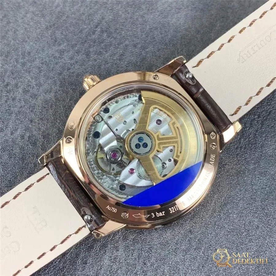 ZF Jaeger-LeCoultre Rendez-Vous Q3523570 Bezeli Elmas Taşlı Saat, Altın Kasa Kahverengi Kayış - Makro Kadran ve İndeks İşçiliği