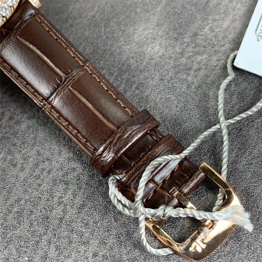 ZF Jaeger-LeCoultre Rendez-Vous Q3523570 Bezeli Elmas Taşlı Saat, Altın Kasa Kahverengi Kayış — 7. fotoğraf