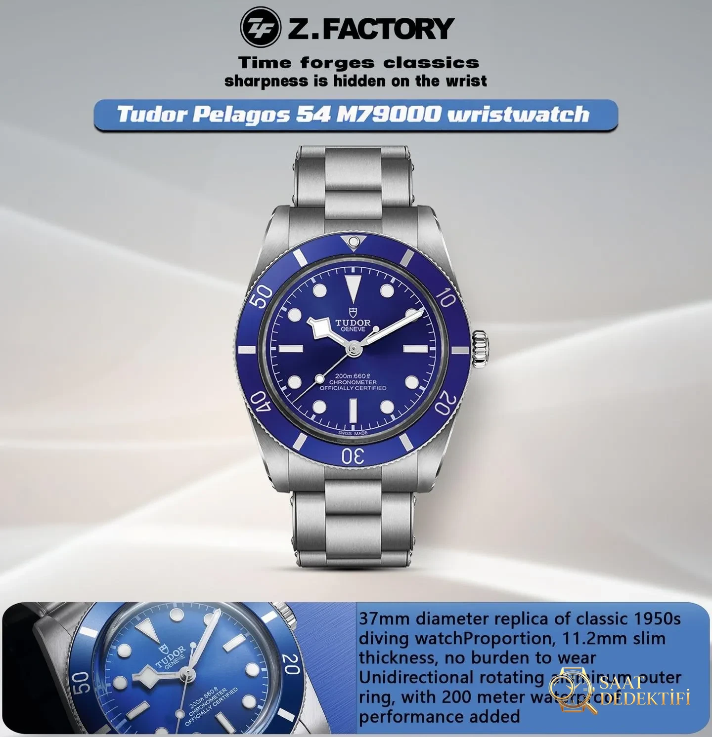 ZF özenli replika | Tudor Black Bay 54 M79000: Zamanla olgunlaşan retro klasik, bileğinizde sade ama etkileyici bir duruş - Kadran Detayı ve Bezel İşçiliği