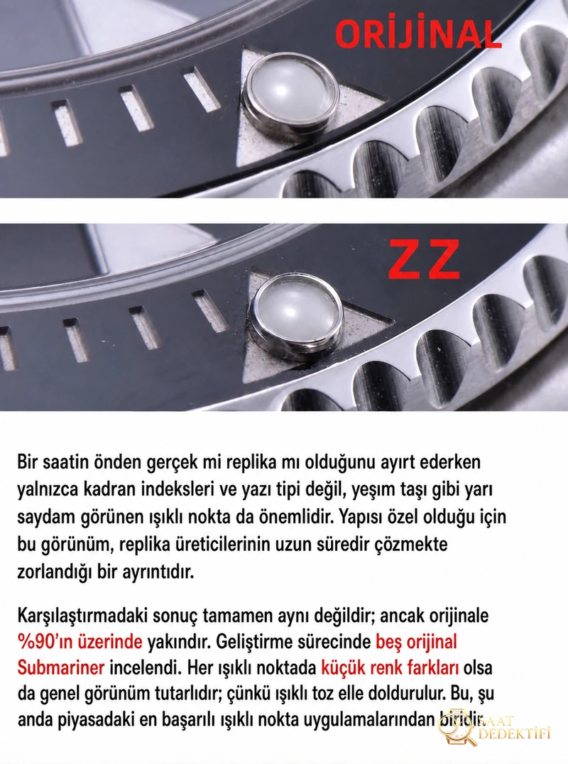 ZZ Factory Black Bay Rolex Submariner 116610 replika saatin orijinalle karşılaştırmalı incelemesi - Kasa Profili ve Kurma Kolu İncelemesi