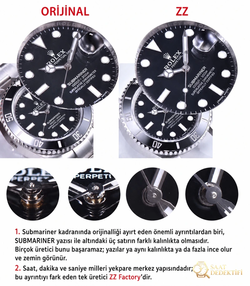 ZZ Factory Black Bay Rolex Submariner 116610 replika saatin orijinalle karşılaştırmalı incelemesi - Bilezik, Toka ve Klips Mekanizması