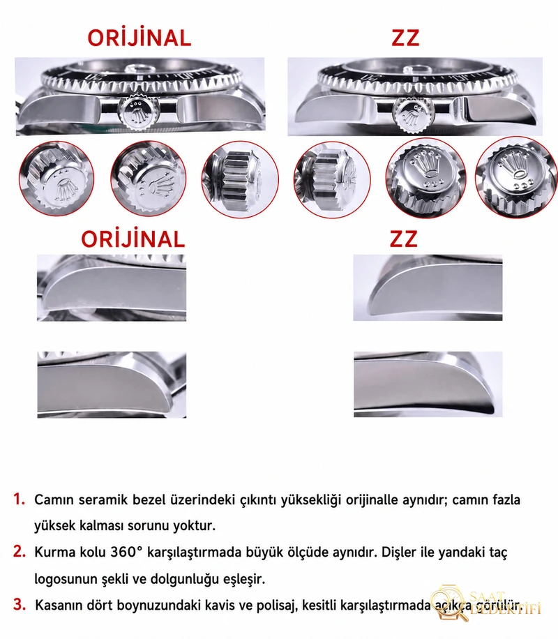 ZZ Factory Black Bay Rolex Submariner 116610 replika saatin orijinalle karşılaştırmalı incelemesi - Bilekte Duruş ve Kasa Orantısı