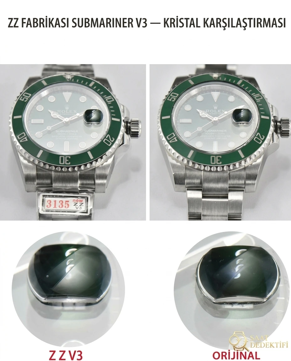 ZZ Factory V3 sürümü Rolex yeşil su hayaletinde neler geliştirildi? - Kasa Profili ve Kurma Kolu İncelemesi