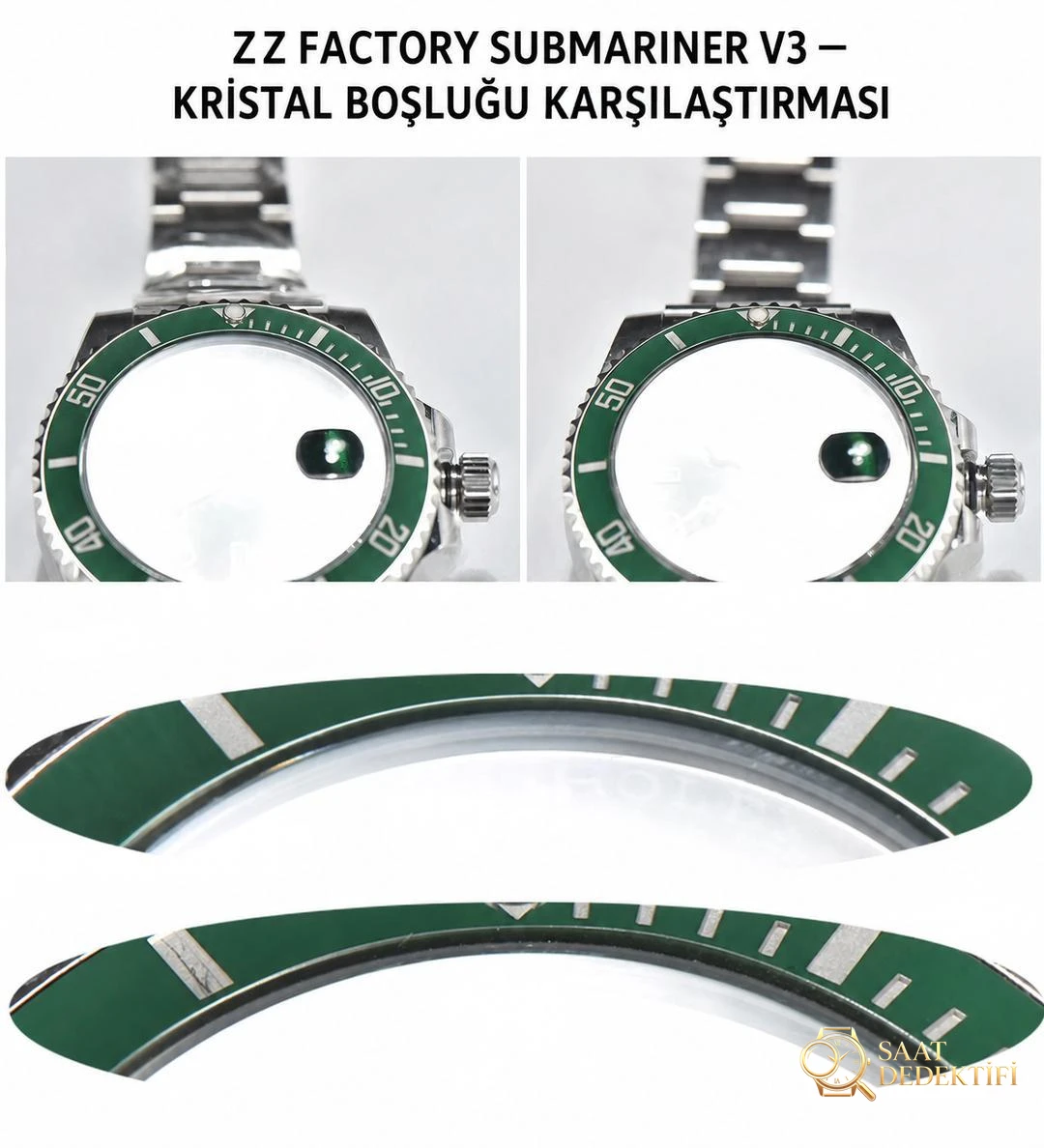 ZZ Factory V3 sürümü Rolex yeşil su hayaletinde neler geliştirildi? - Arka Kapak ve Mekanizma Detayı