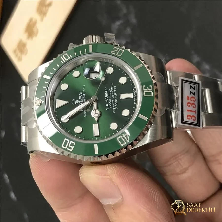 ZZ Rolex Yeşil Submariner V2S 904 Çelik 3135 Mekanizma - Kadran Detayı ve Bezel İşçiliği