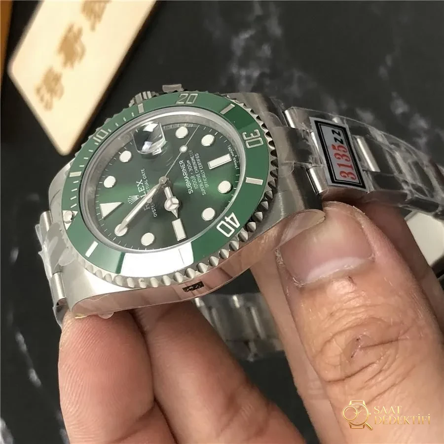 ZZ Rolex Yeşil Submariner V2S 904 Çelik 3135 Mekanizma - Kasa Profili ve Kurma Kolu İncelemesi
