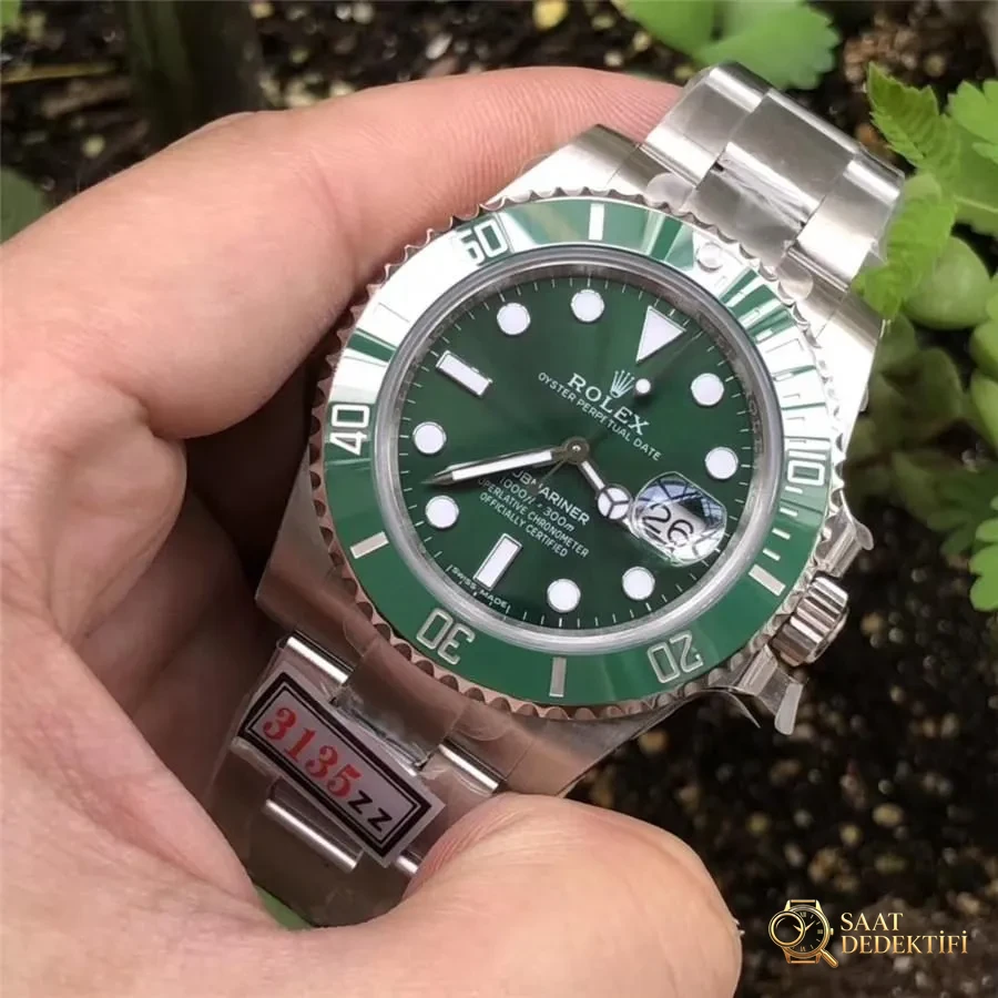 ZZ Rolex Yeşil Submariner V2S 904 Çelik 3135 Mekanizma - Bilekte Duruş ve Kasa Orantısı